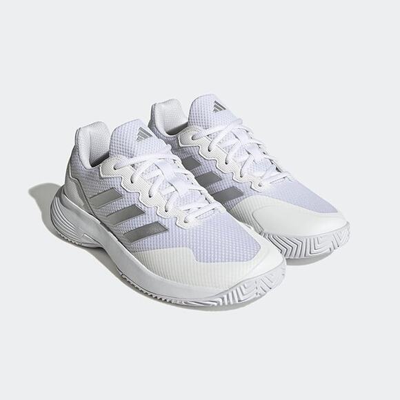 NWT adidas Women's GameCourt 2 Sneaker, White/Silver Metallic-Sz 11 - Picture 1 of 6